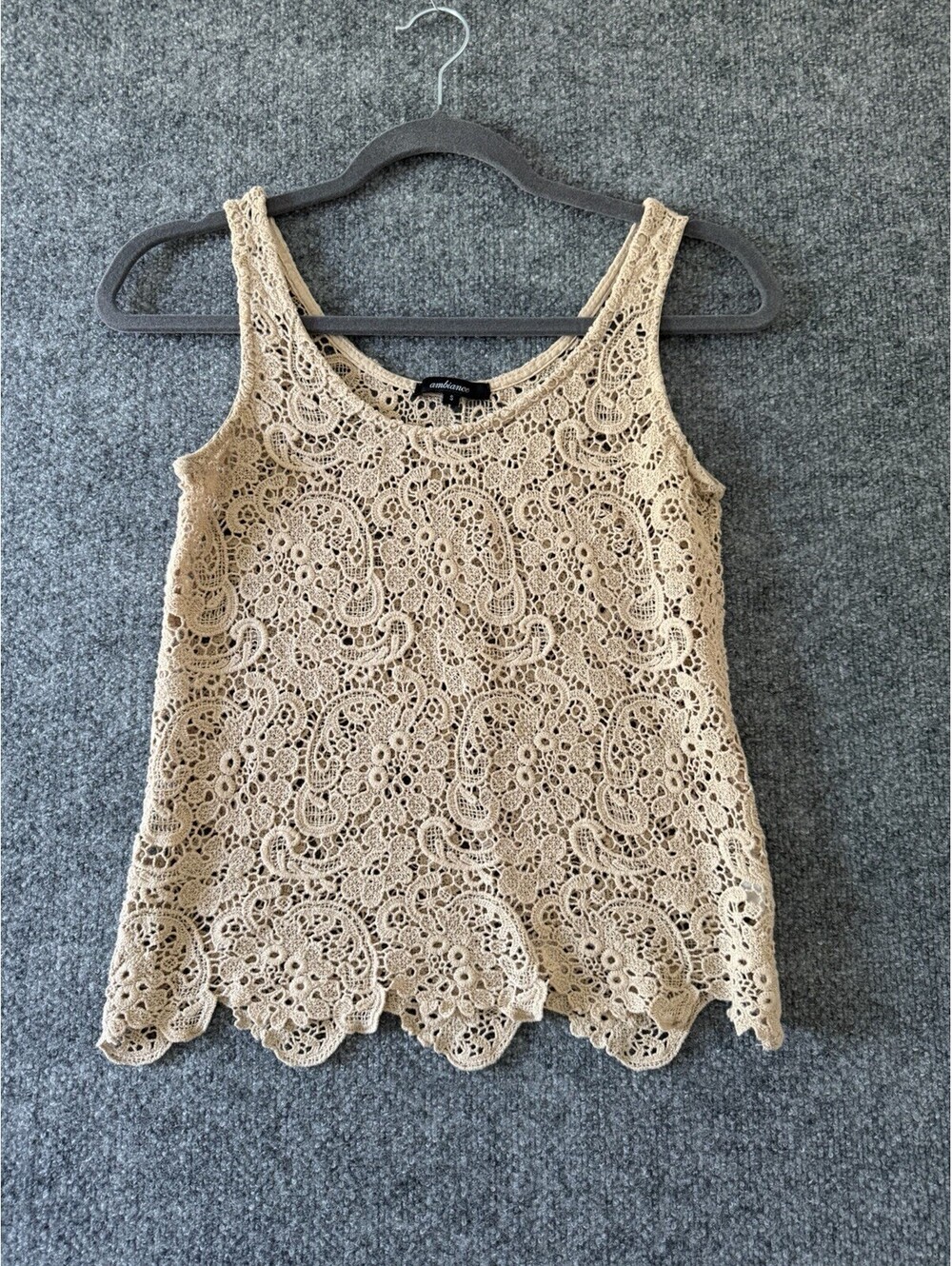 Ambience Cream Doily Tank Top
